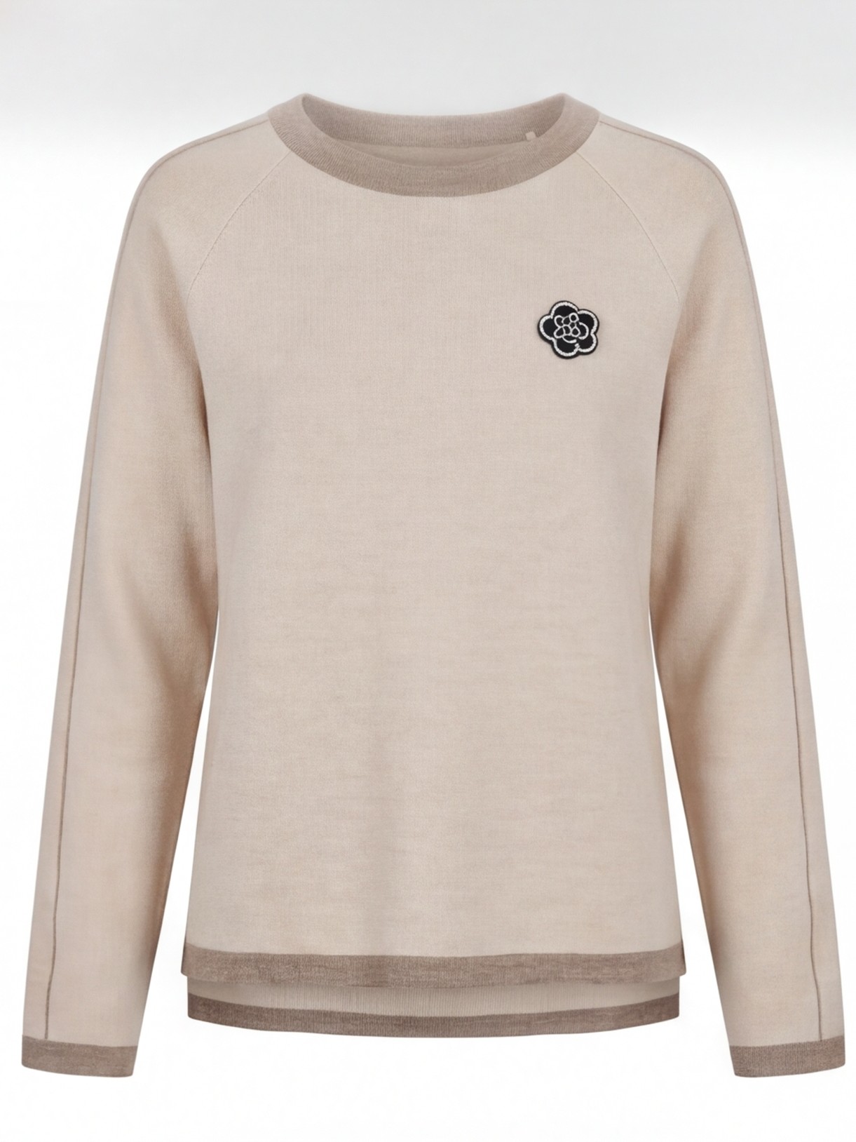 Dámsky elegantný pulóver s kvietkom CHICLINK BEIGE Béžový s.WEAR 8